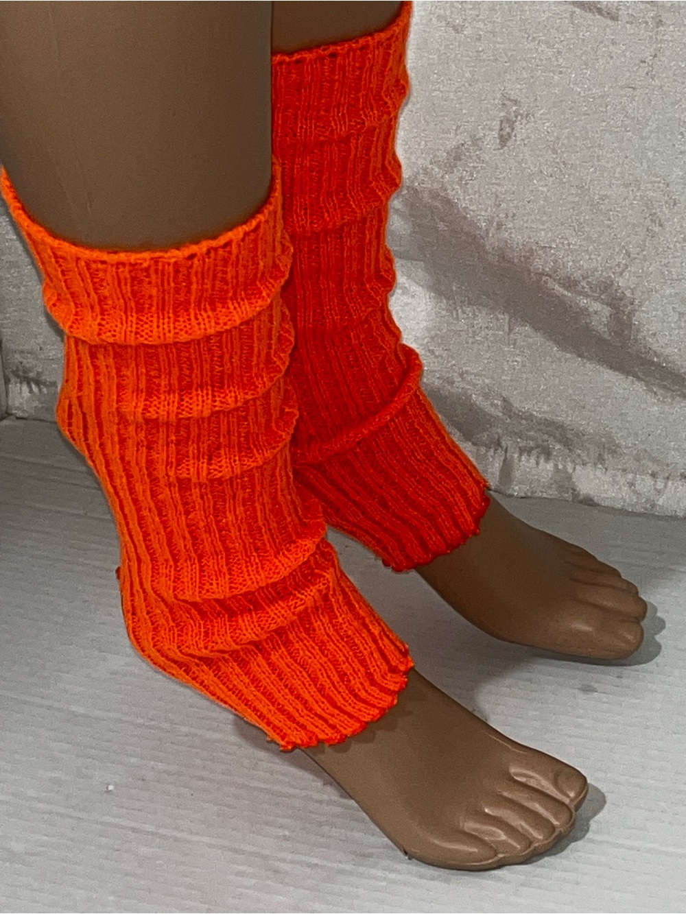 Stirrup Orange Ribbed Leg Warmers - Unbranded